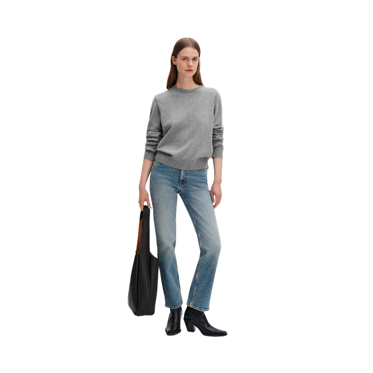 Soft Wool Crewneck Sweater - Grey Melange