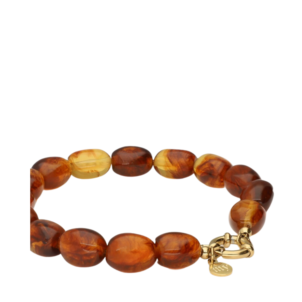 Bracelet Beads Brown - Gold