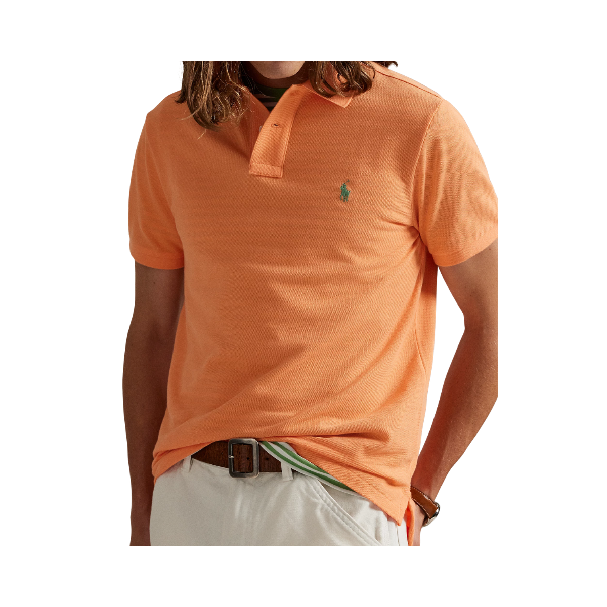 Custom Slim Fit Mesh Polo Shirt - Pompano Orange