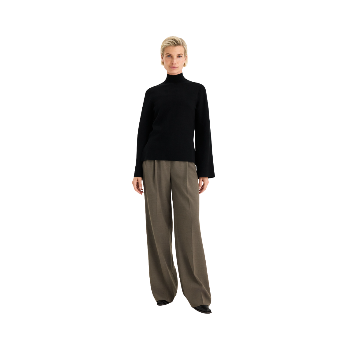 Milano Knit Mock Neck Top - Black