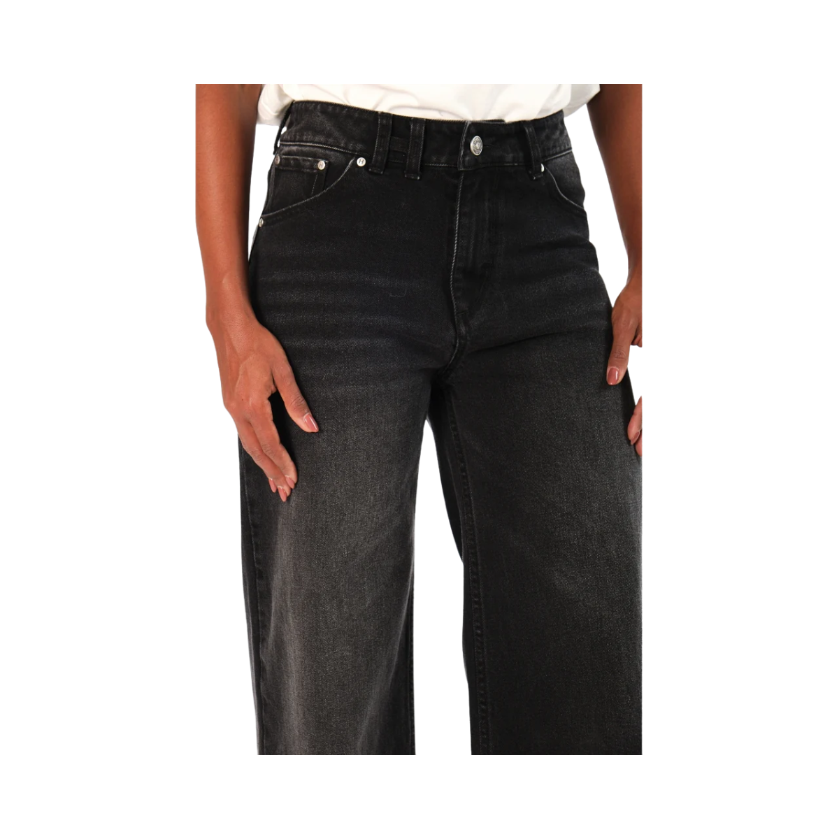 Irina Wide Leg - Medium Wash Black Denim