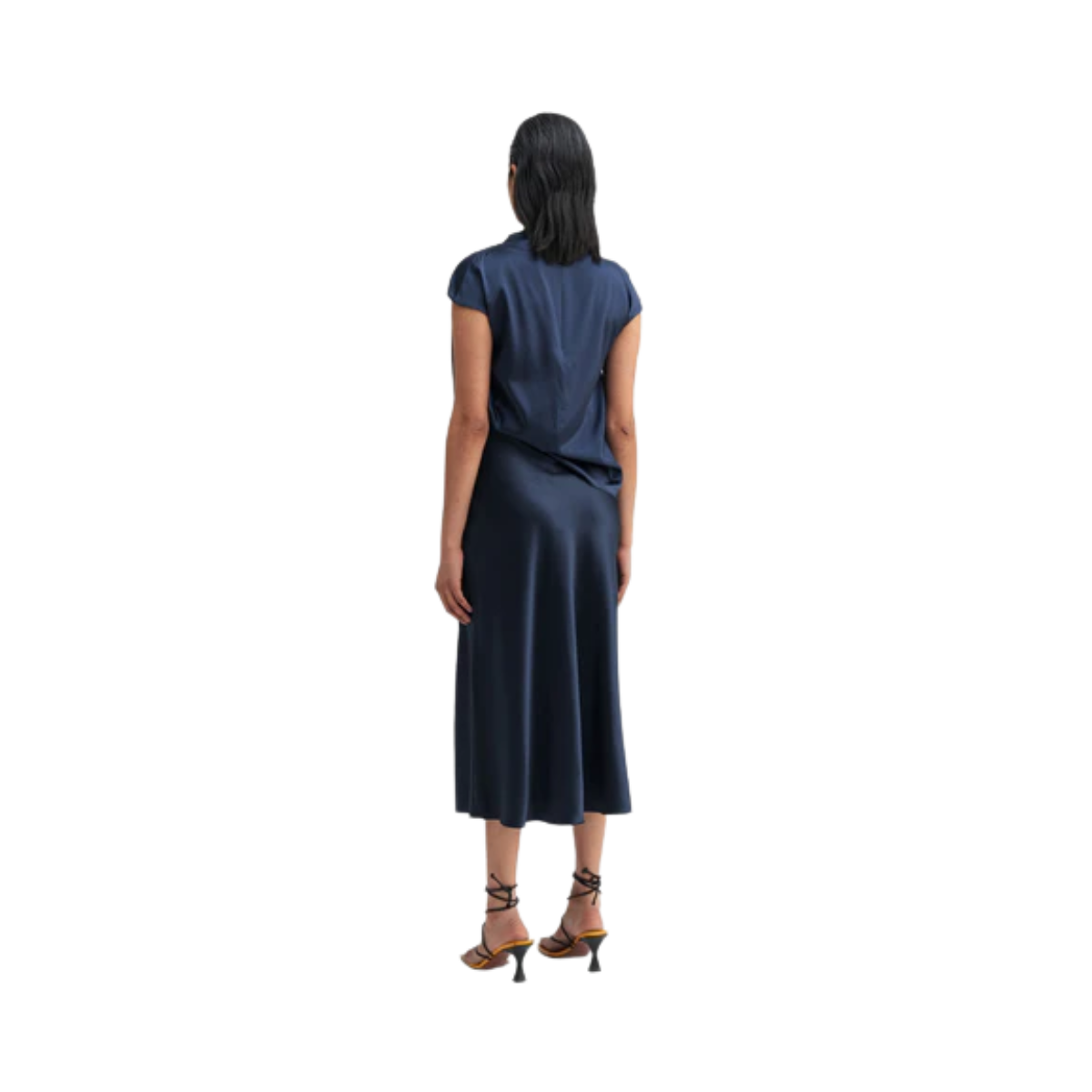 Lima Satin Silk Top - Midnight blue
