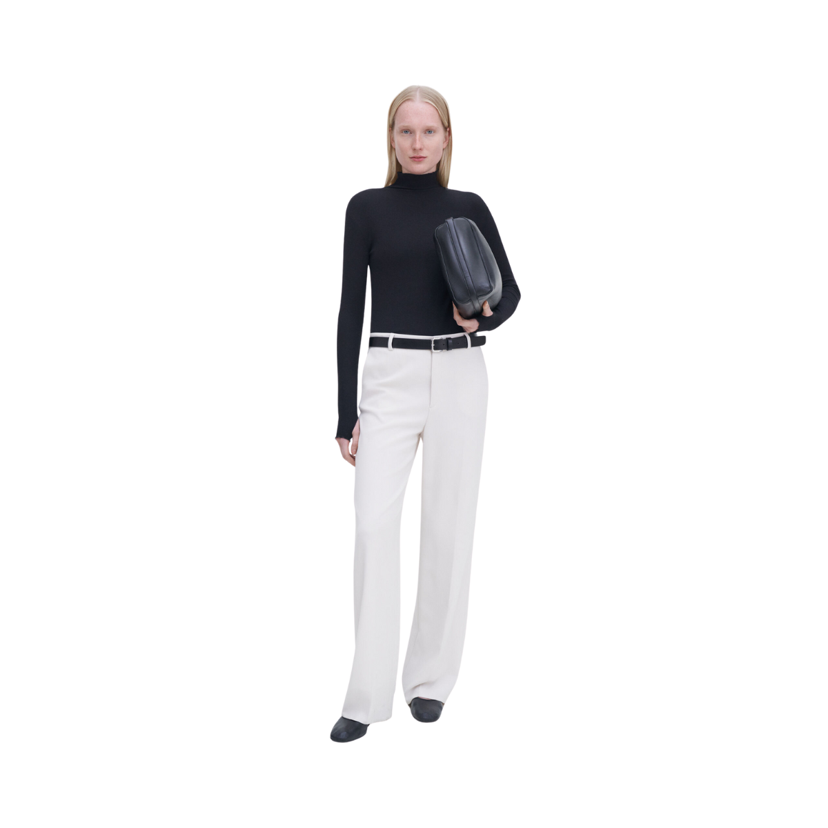 Rib Mock Neck Top - Black