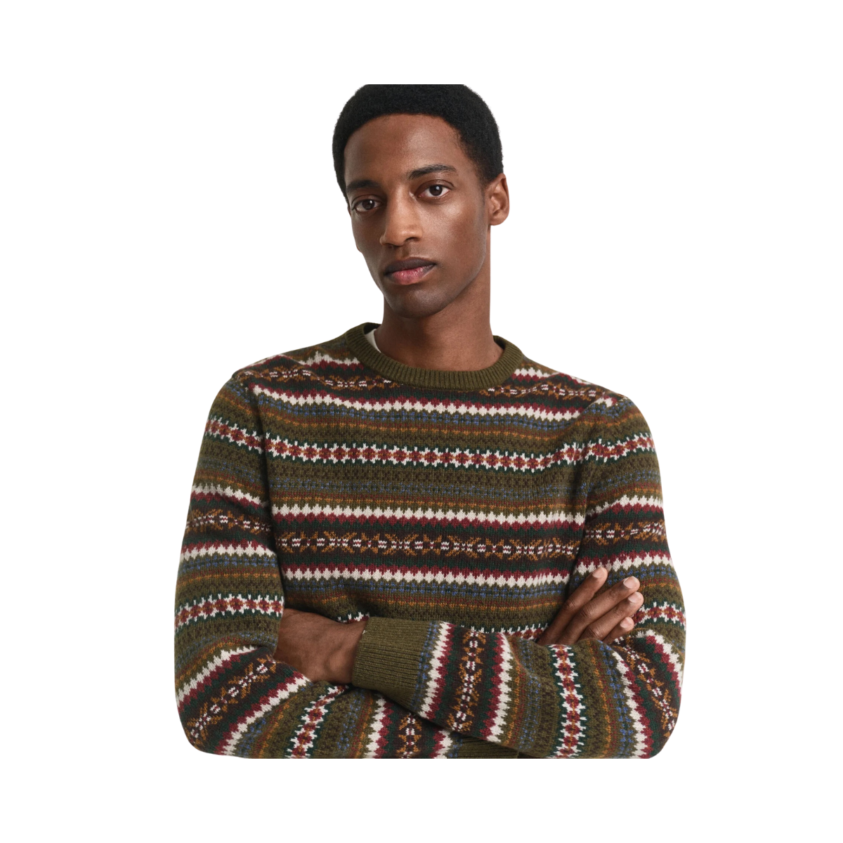 Fair Isle C-Neck - Country Green