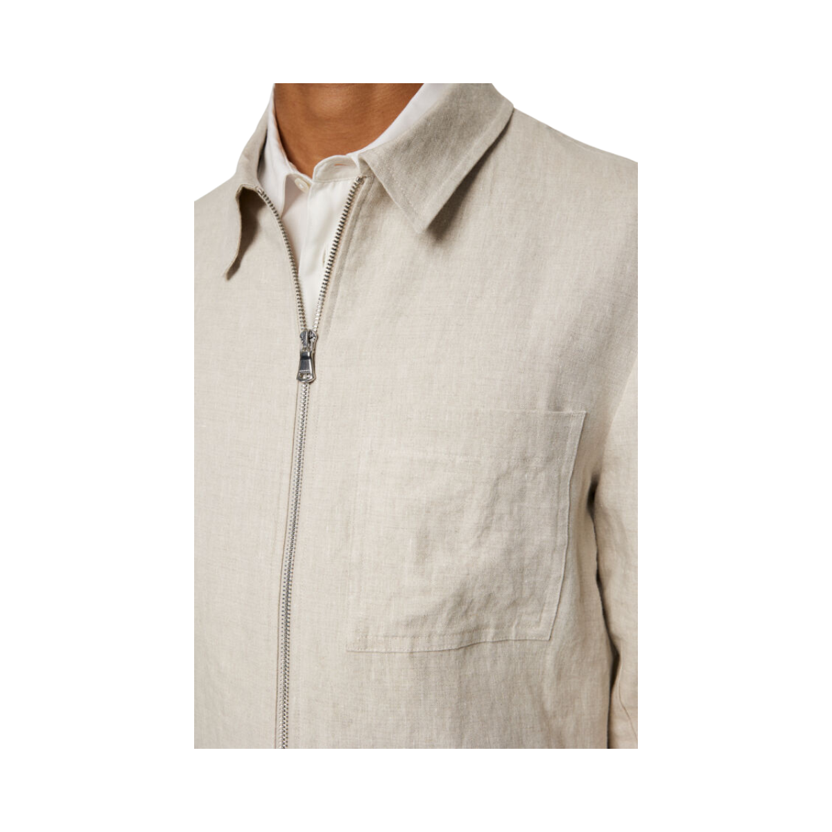 Julius Drape Linen Overshirt - Moonbeam