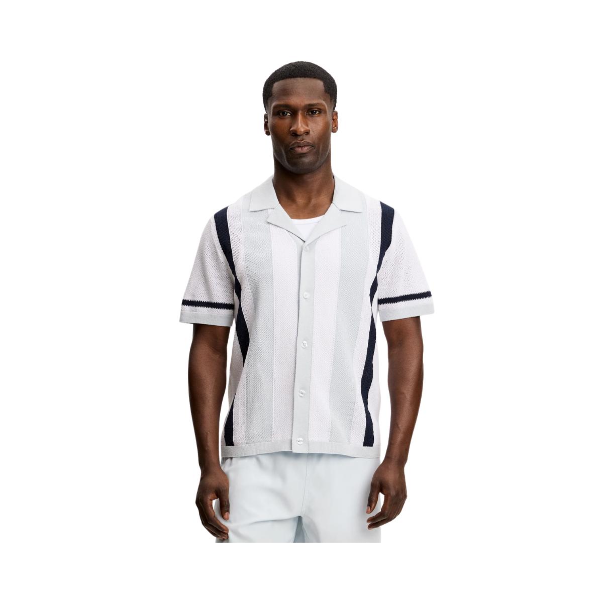 Remus Resort Collar Knit Polo - Skywriting