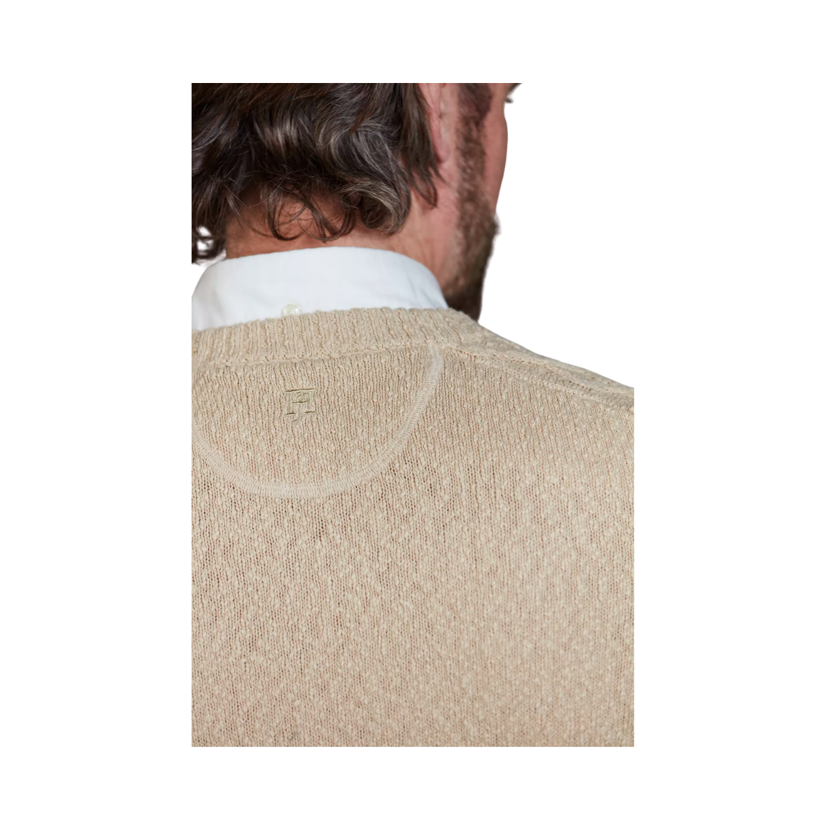 Crew Neck Cable Knit - Sand