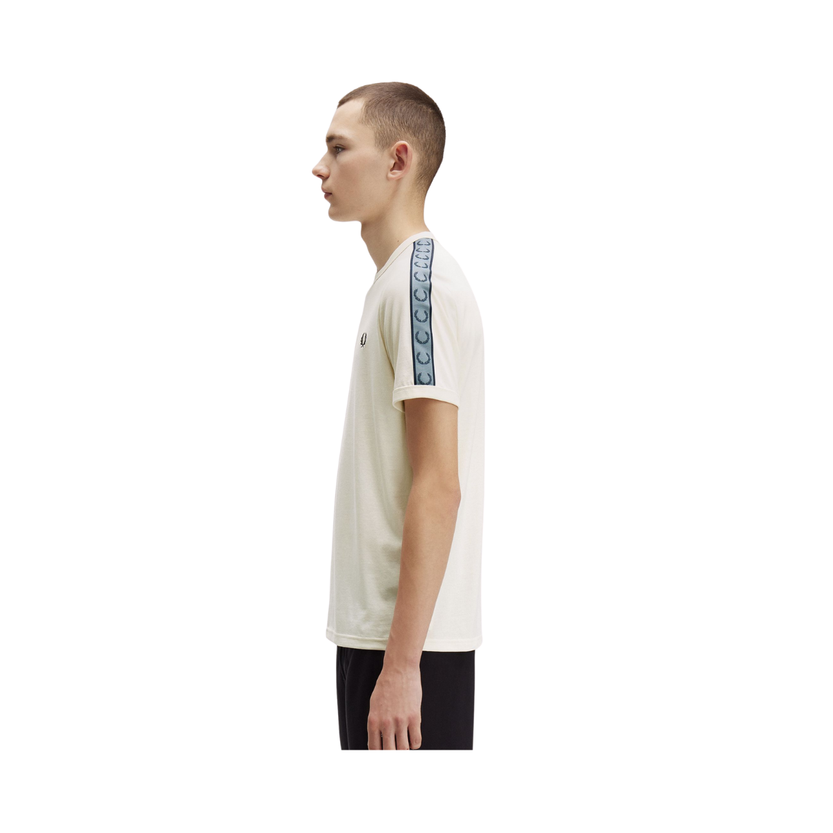 Contrast Tape Ringer Tee - Ecru/Navy