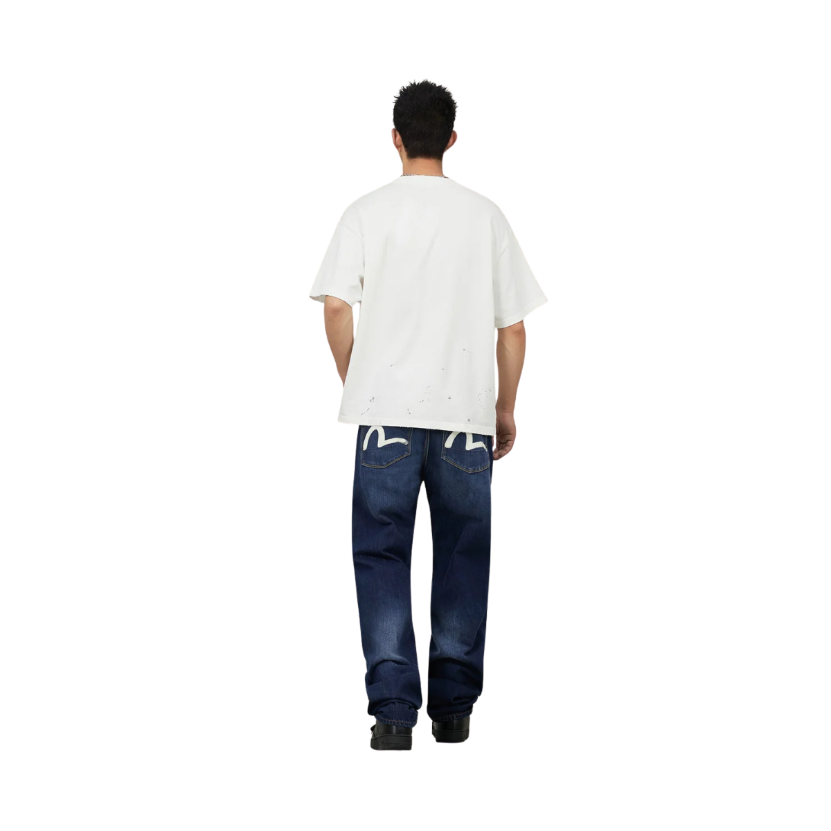 Ecru Seagull Printed Pocket Jeans - RAW INDIGO