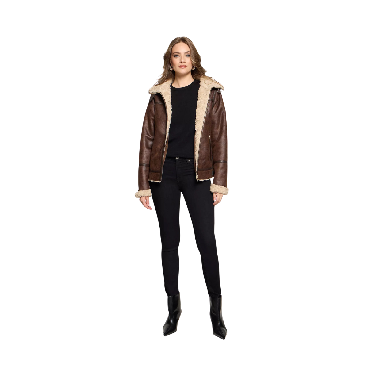 Belle Aviator Jacket - 19970 Dark Brown/Beige