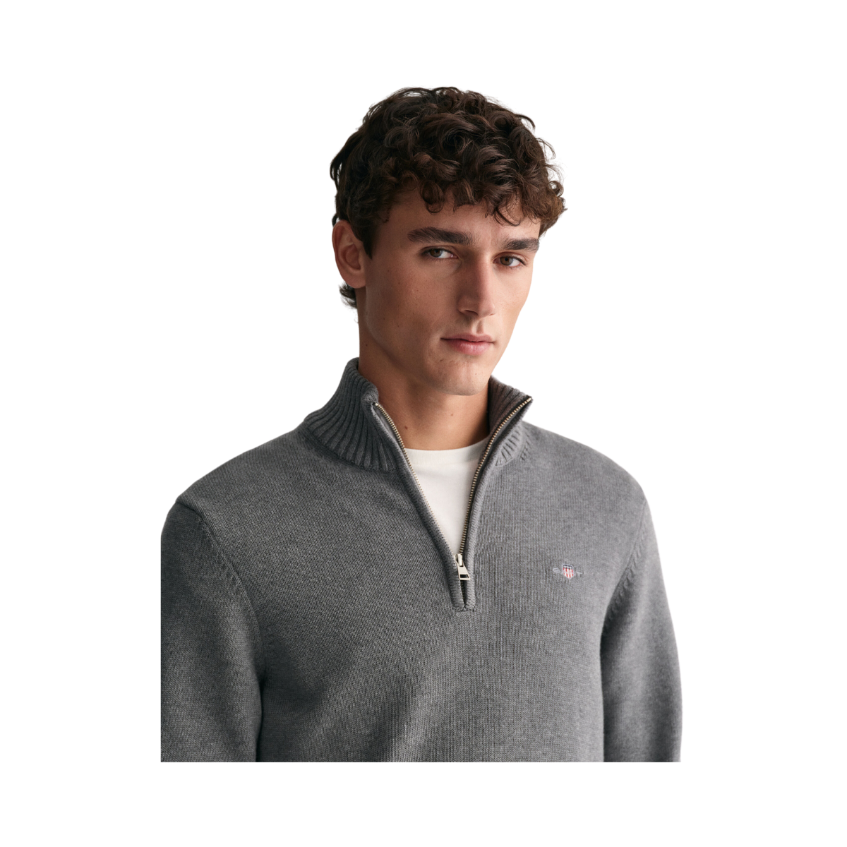 Casual Cotton Halfzip - Dark Grey Melange