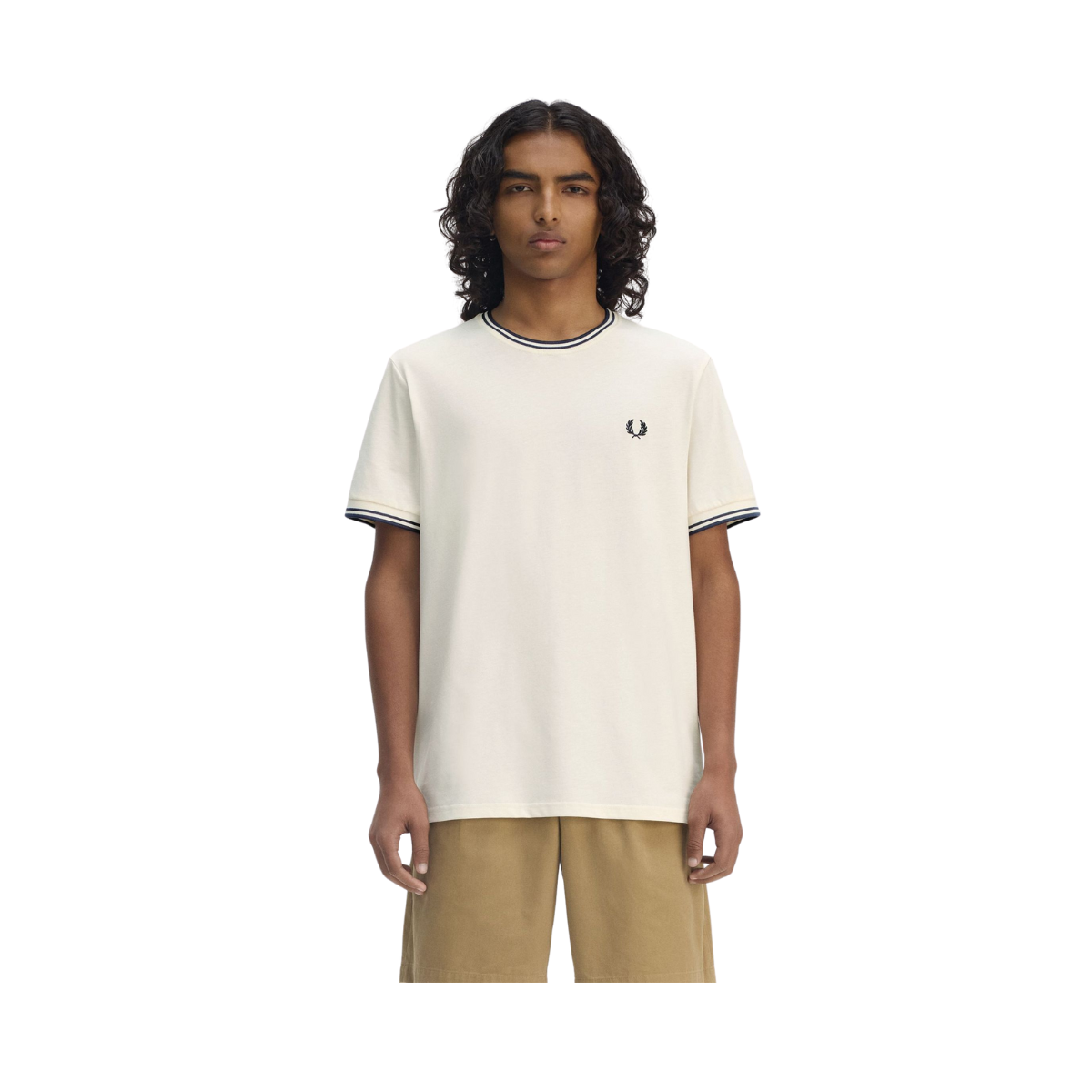 Twin Tipped T-Shirt - Ecru/Tennis Blue