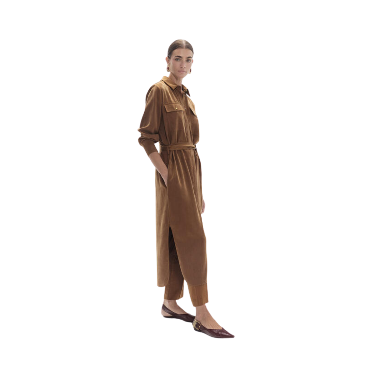 Fluid Suede Dress - 052 Camel