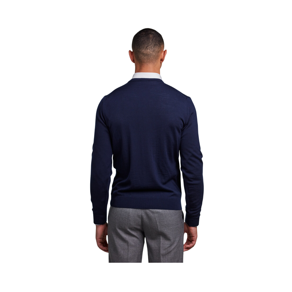 Pullover Knitted V-Neck Merino Wool - Navy