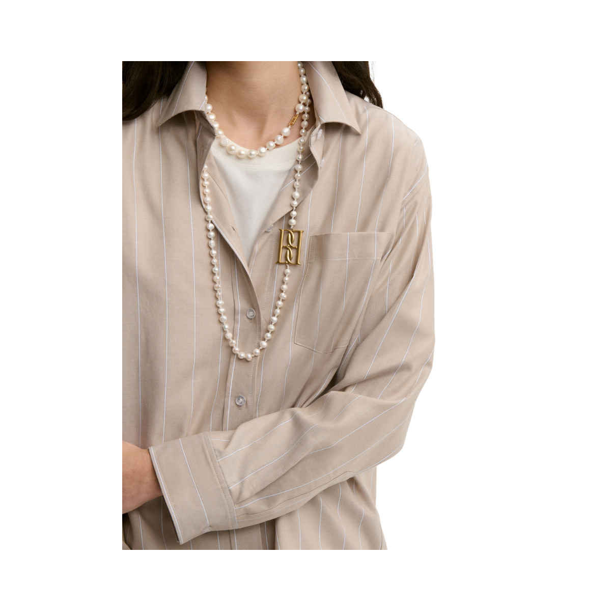 Audrey - Beige Herringbone