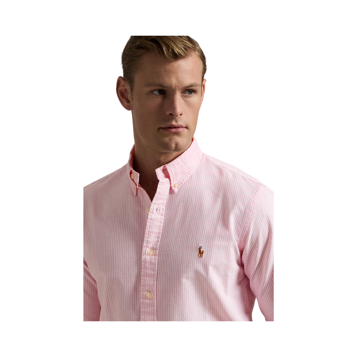 Custom Fit Striped Oxford Shirt - New Rose/White