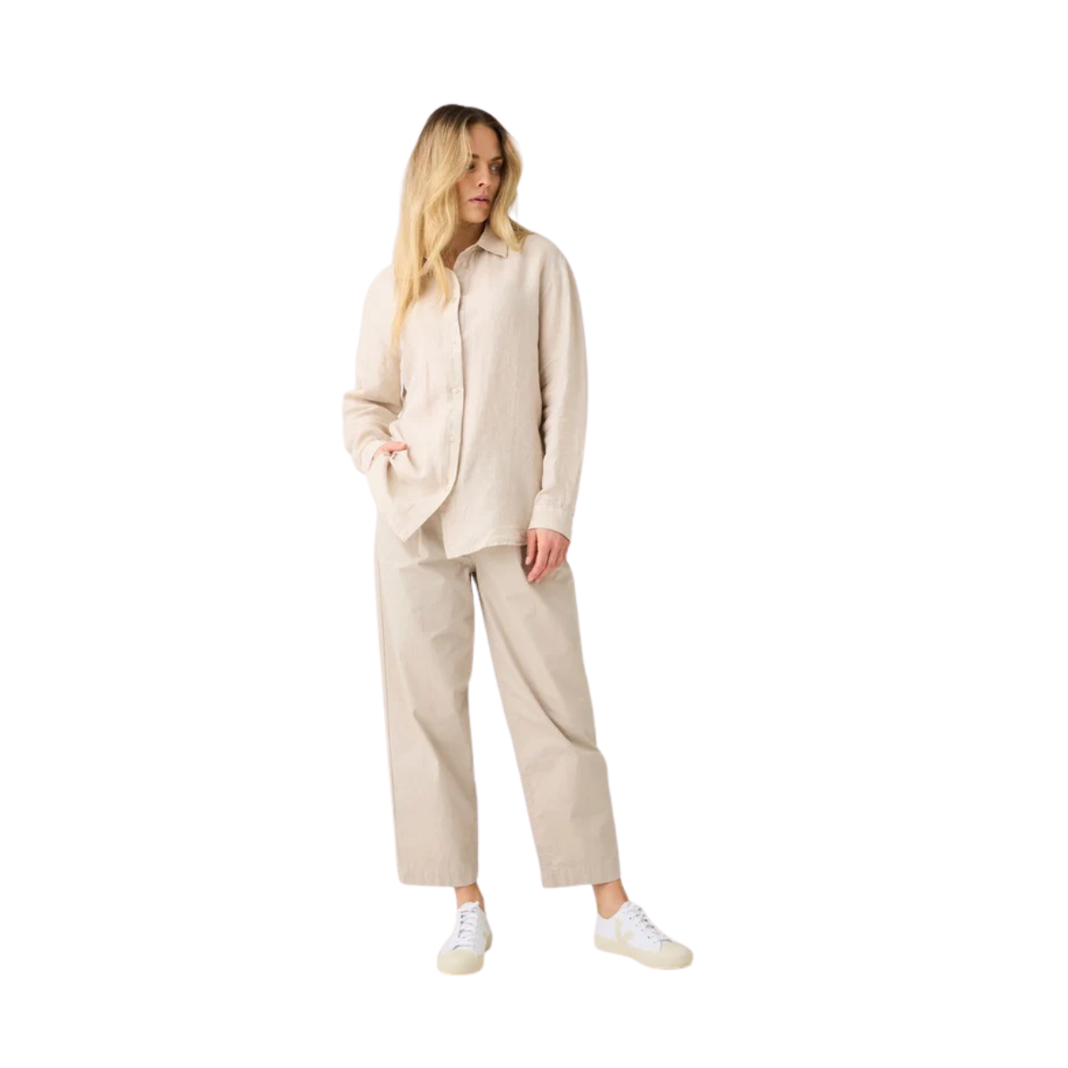 Loose Linen Shirt - Light Feather Gray