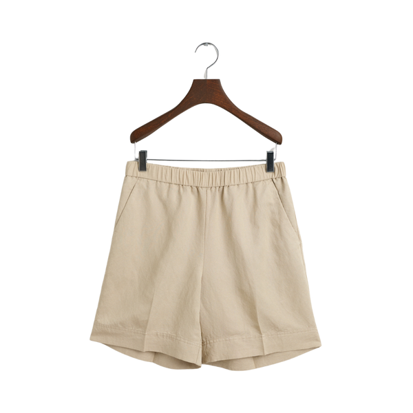Relaxed Linen Blend Pull On Shorts - Beige