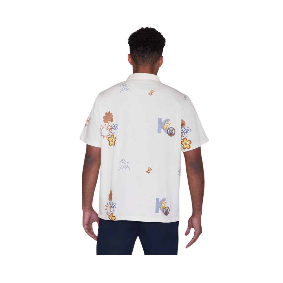 Box Fit Short Sleeve Shirt With Embroidery - Egret