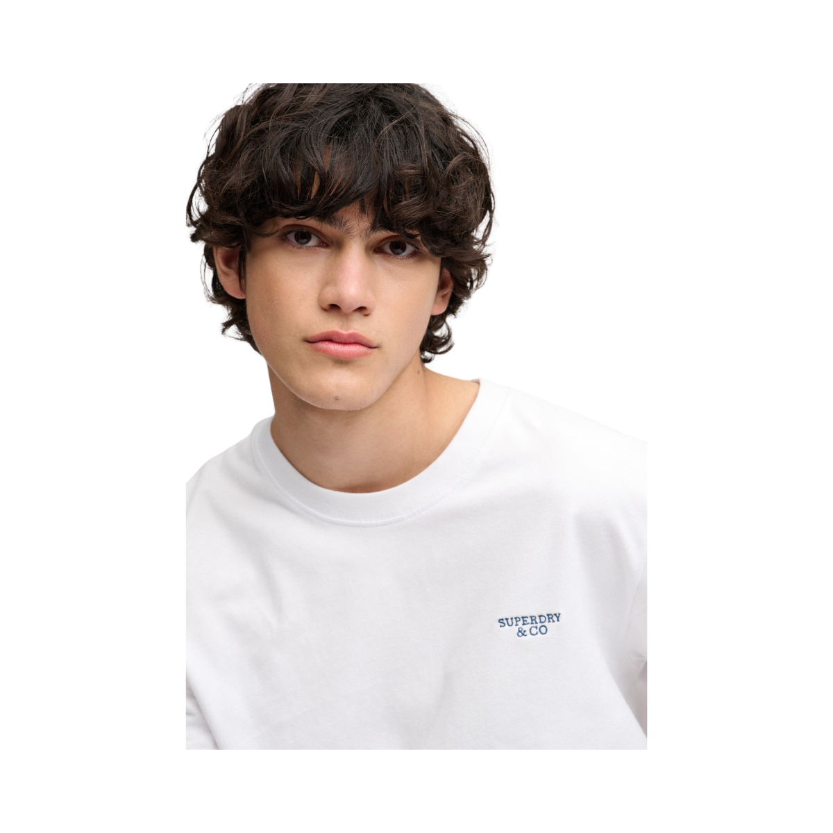 Essential Stacked Logo Emb Tee - Optic/Navy
