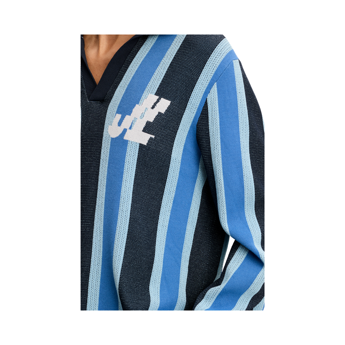 Silas Stripe Polo Knit - JL Navy