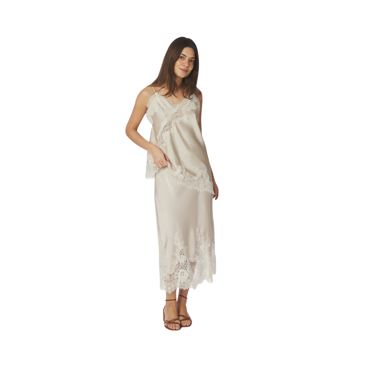Yelina Heavy Sateen Skirt - Champagne