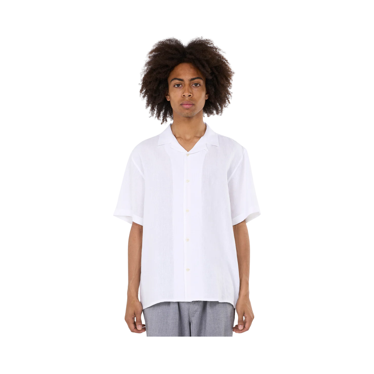 Box Short Sleeve Linen Shirt - Bright White