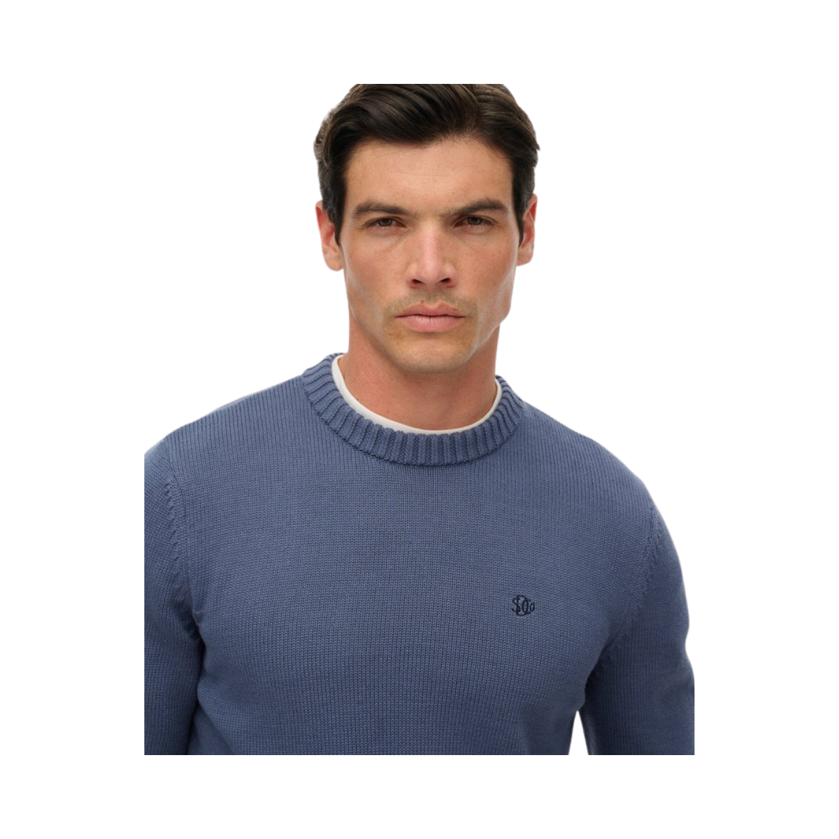 Preppy Cotton Jumper - Soft Navy