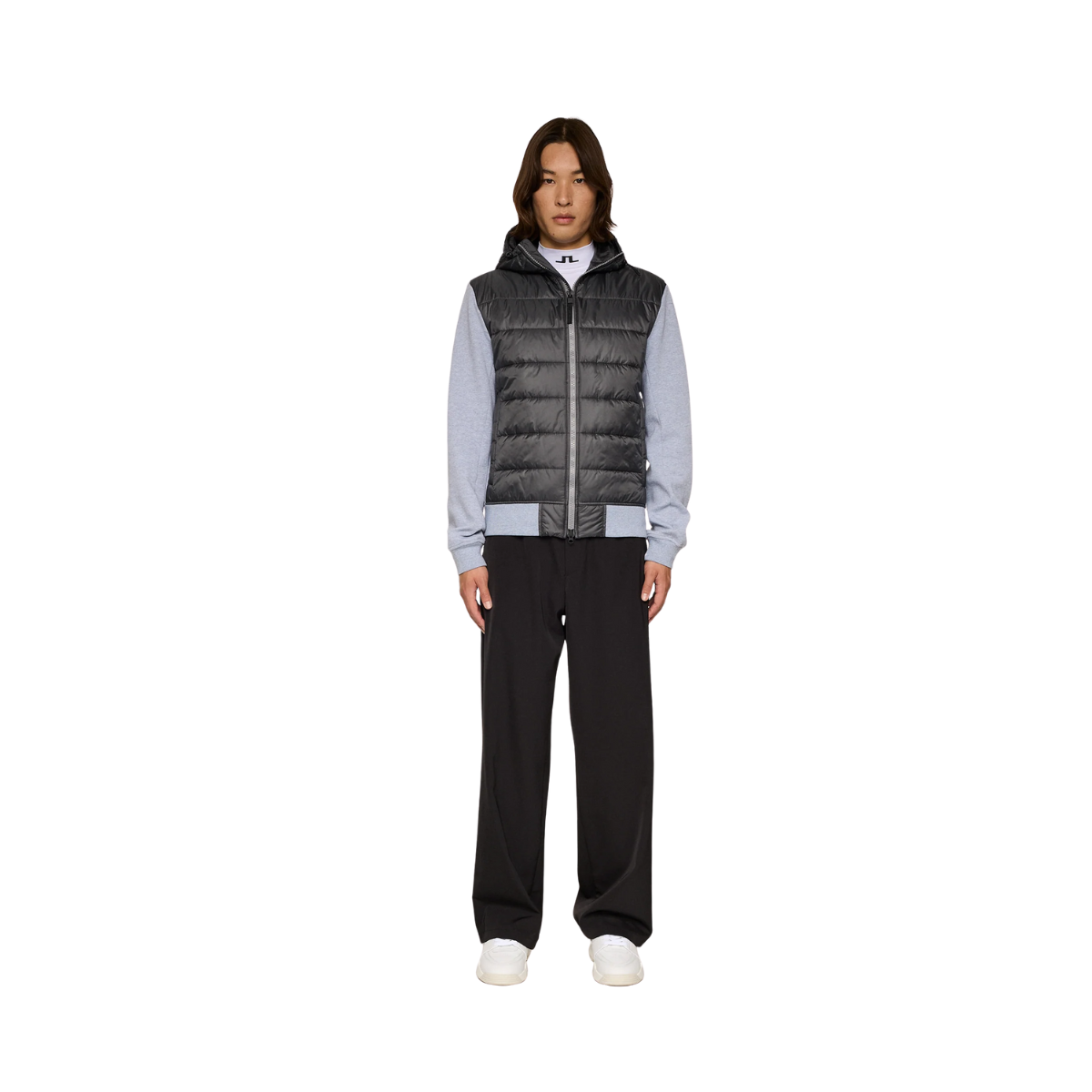 Seth Hybrid Zip Hood - Medium Grey Melange