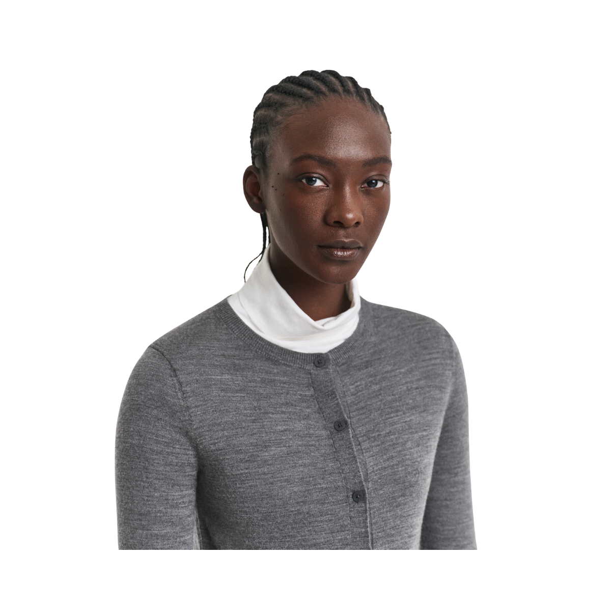 Extrafine Merino Wool Cardigan - Charcoal Melange