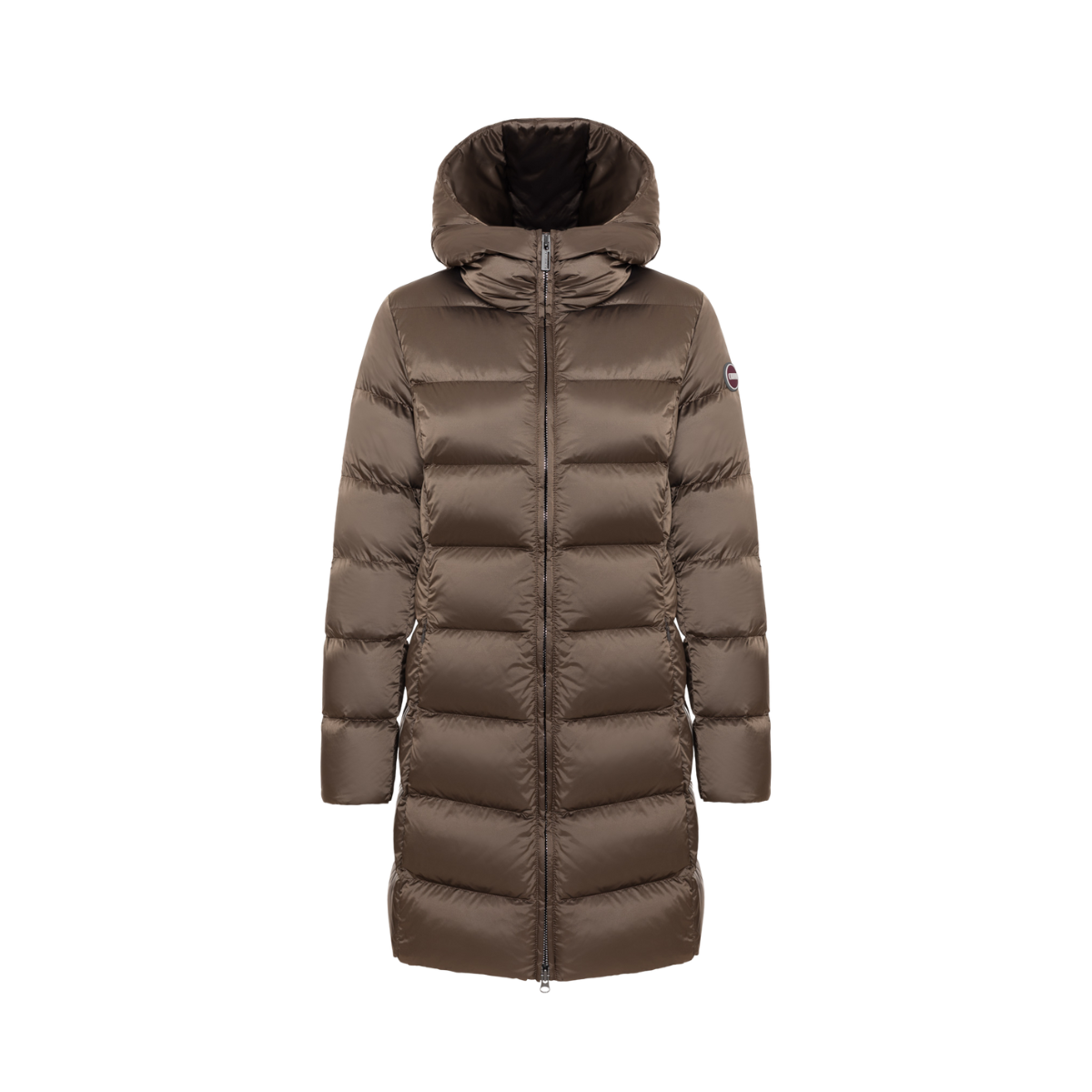 Ladies Long Down Jacket with Hood - Dark Yam