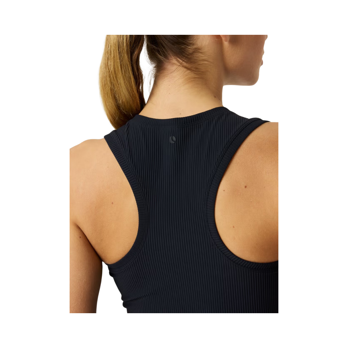 Studio Ribbed Cropped Tank Top - Black Beauty