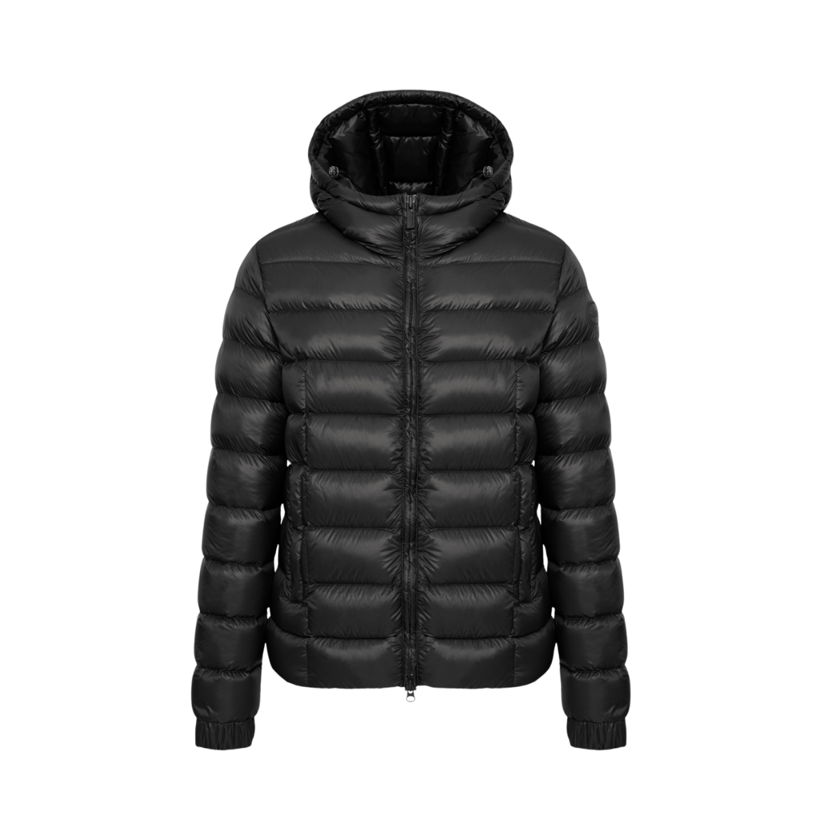 Mens Glossy Hooded Down Jacket - Black