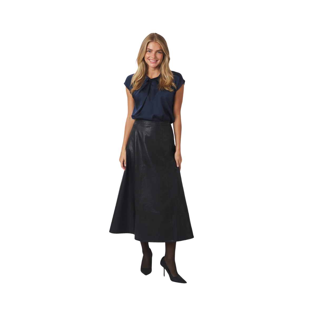 Raya Faux Leather Skirt - Black
