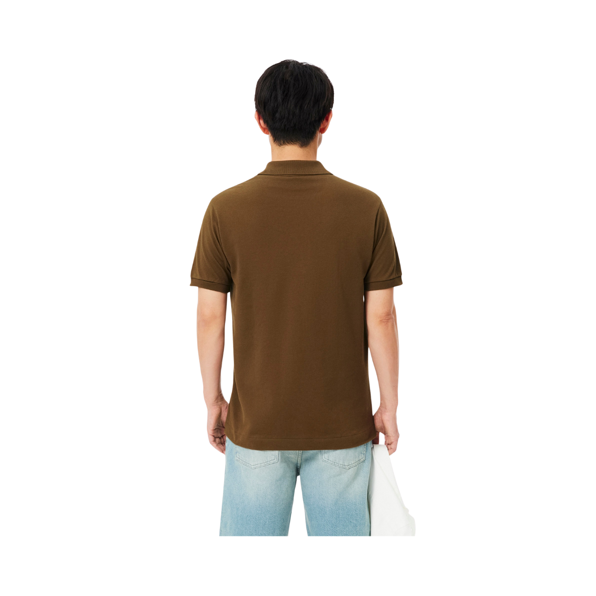 Short Sleeved Ribbed Coll - Coffee brown