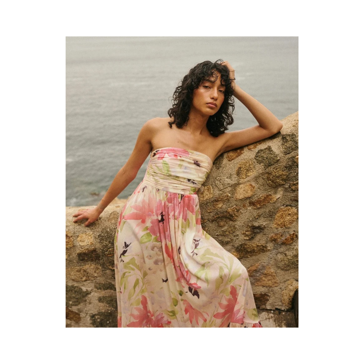 Shiny Bandeau Dress - Soft Dew