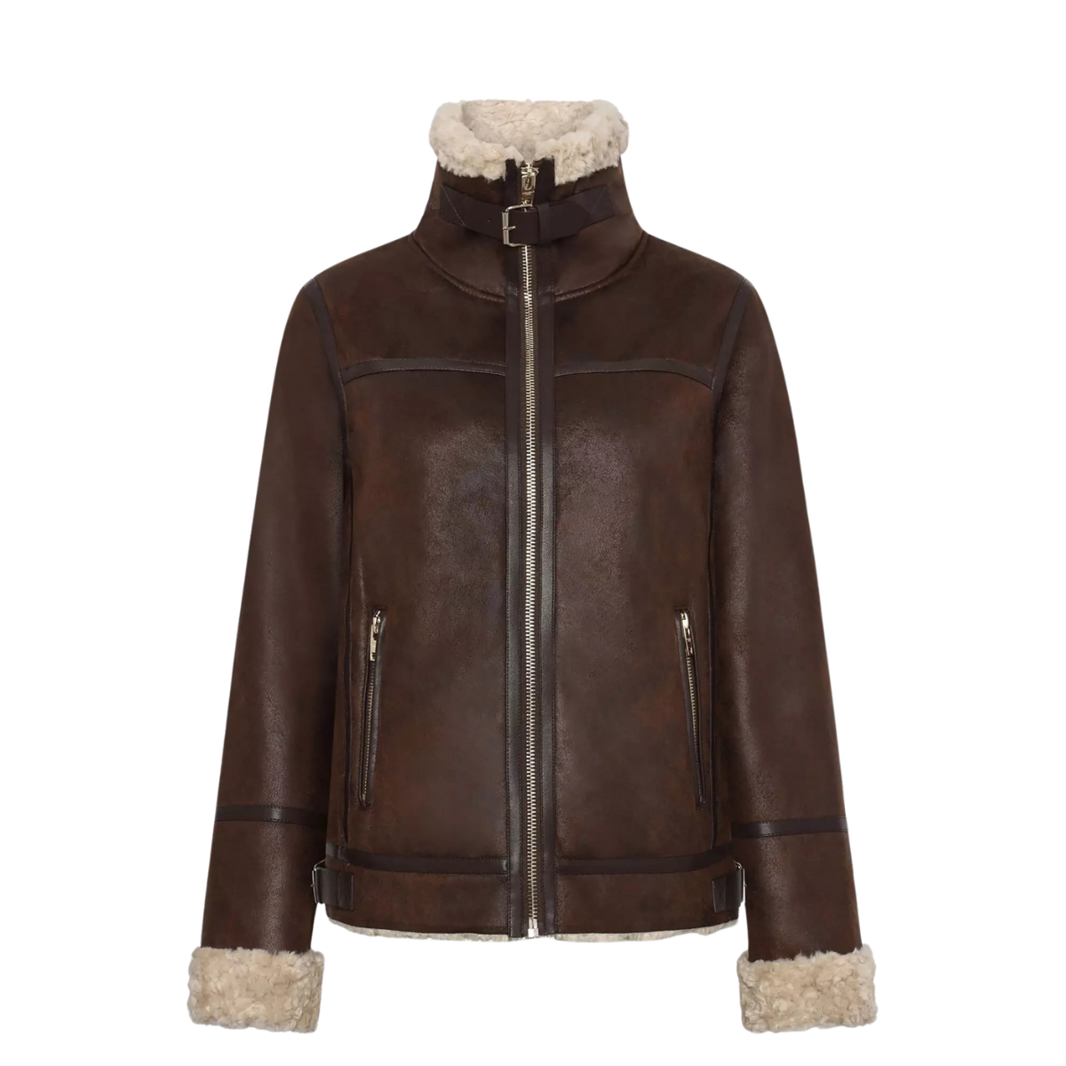 Belle Aviator Jacket - 19970 Dark Brown/Beige