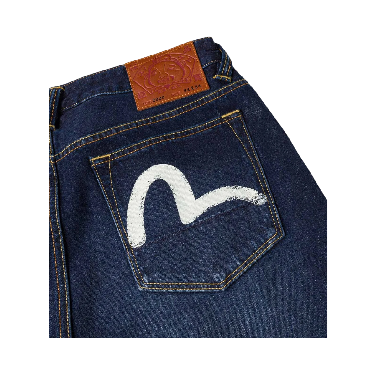 Ecru Seagull Printed Pocket Jeans - RAW INDIGO