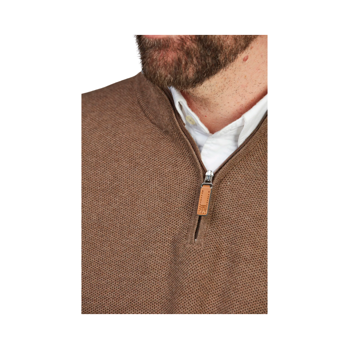 Half Zip Structure Knit - Brown