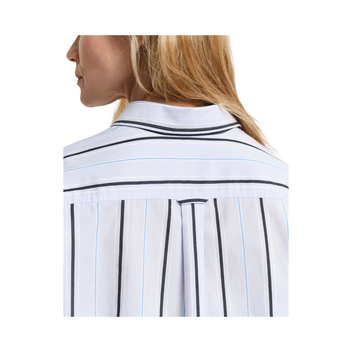 Relaxed Classic Poplin Striped Shirt - Light Blue