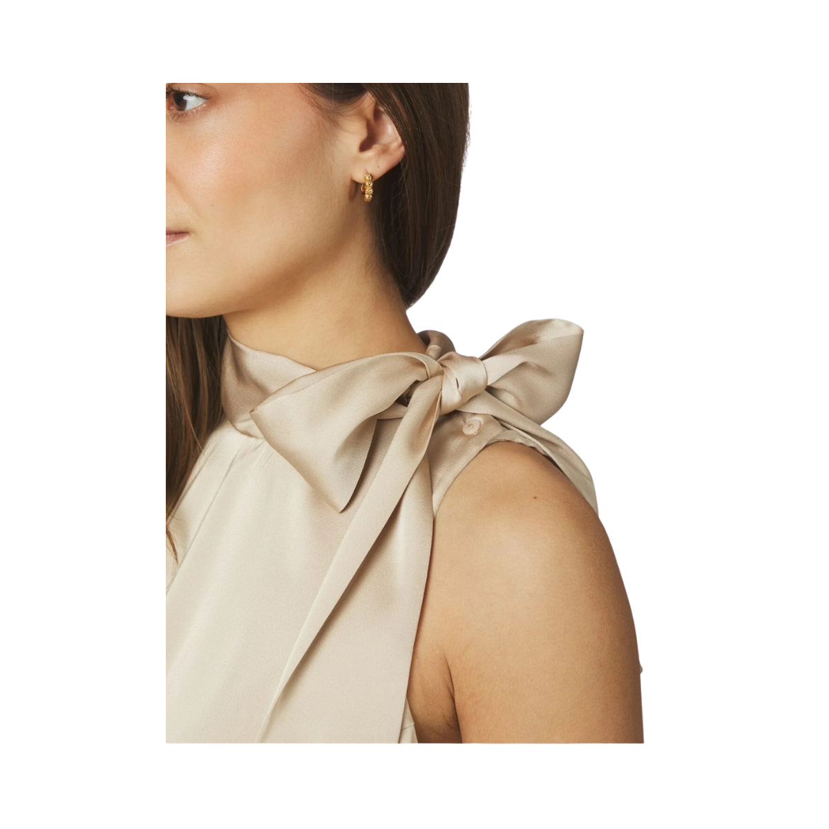 Veda Drapy Satin Top - Dark Sand