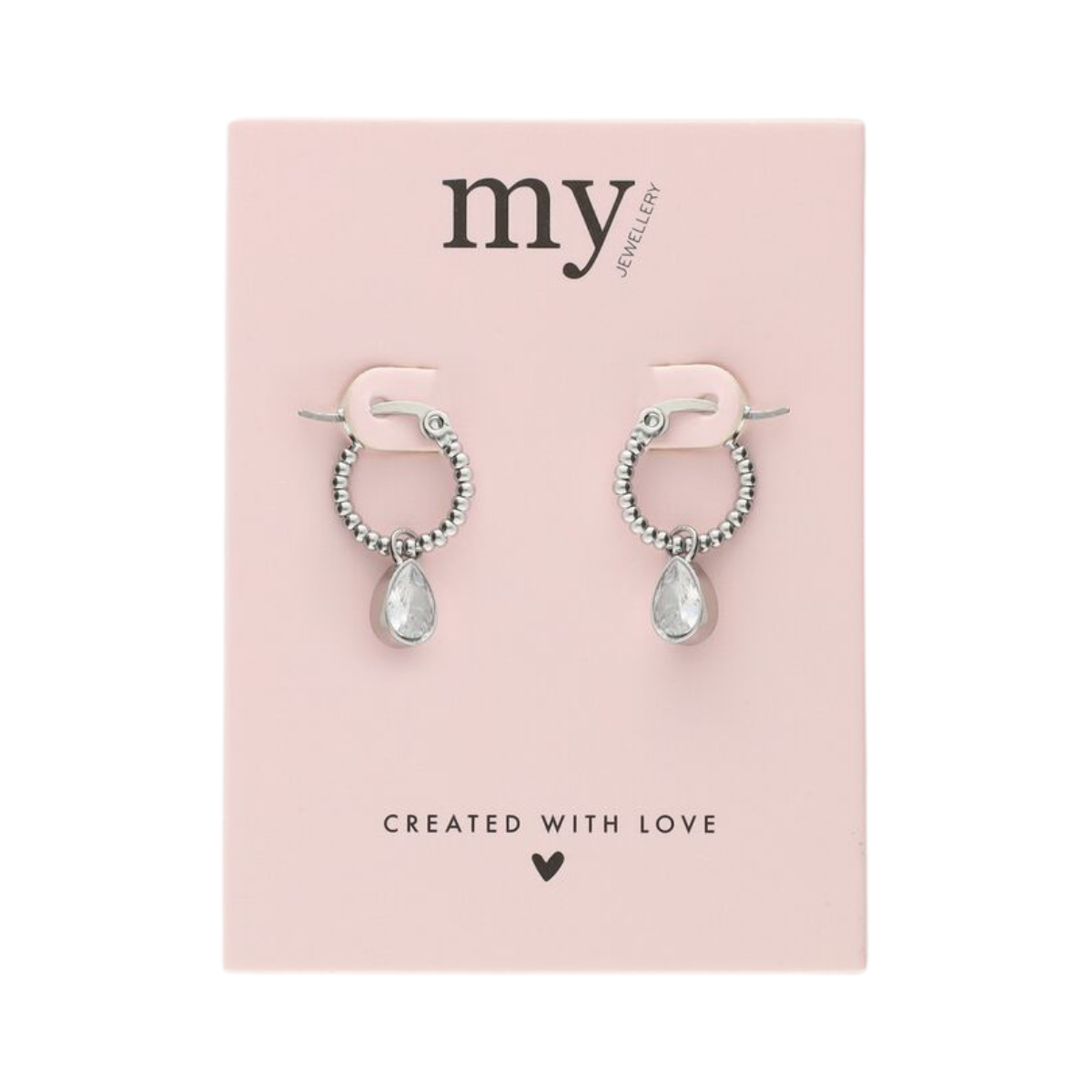 Earring Drop Stone - Silver