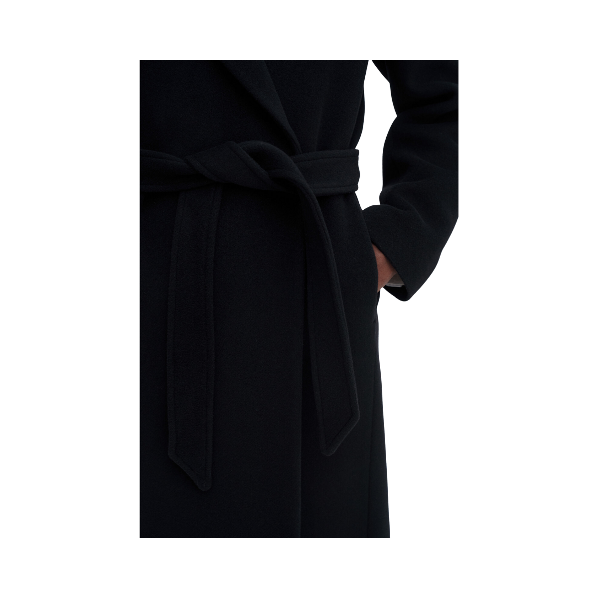 Charlotte Wool Belted Coat - Black