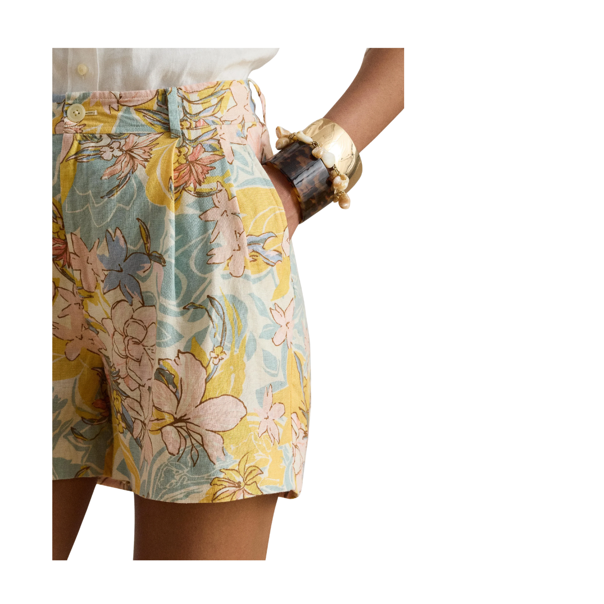 Woven Shorts - Cream/Blue Multi