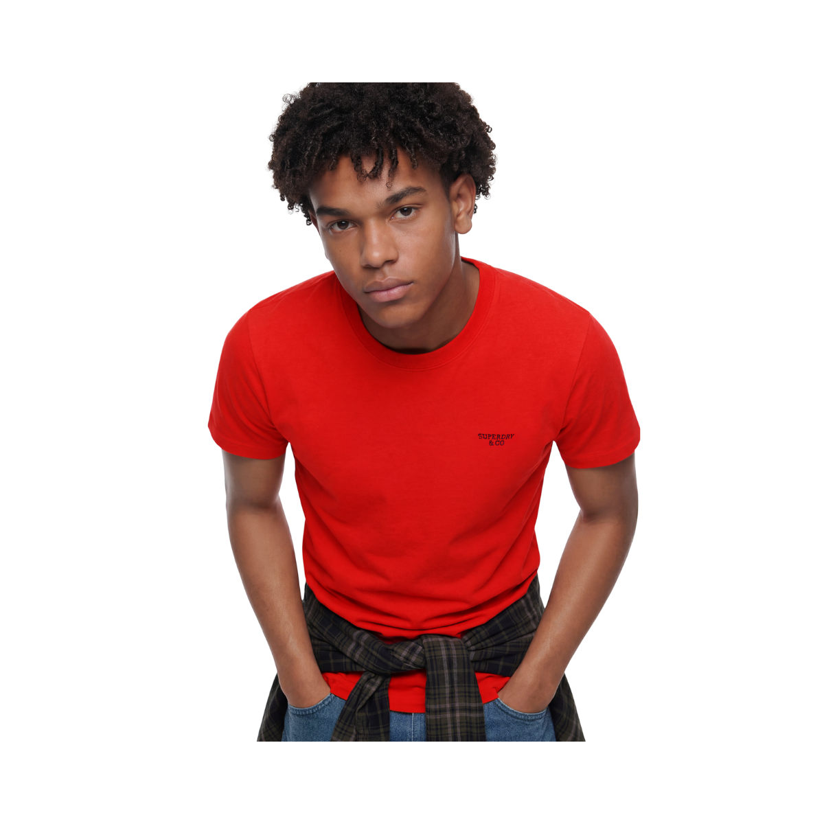 Essential Stacked Logo Emb Tee - Lollipop Red/Navy