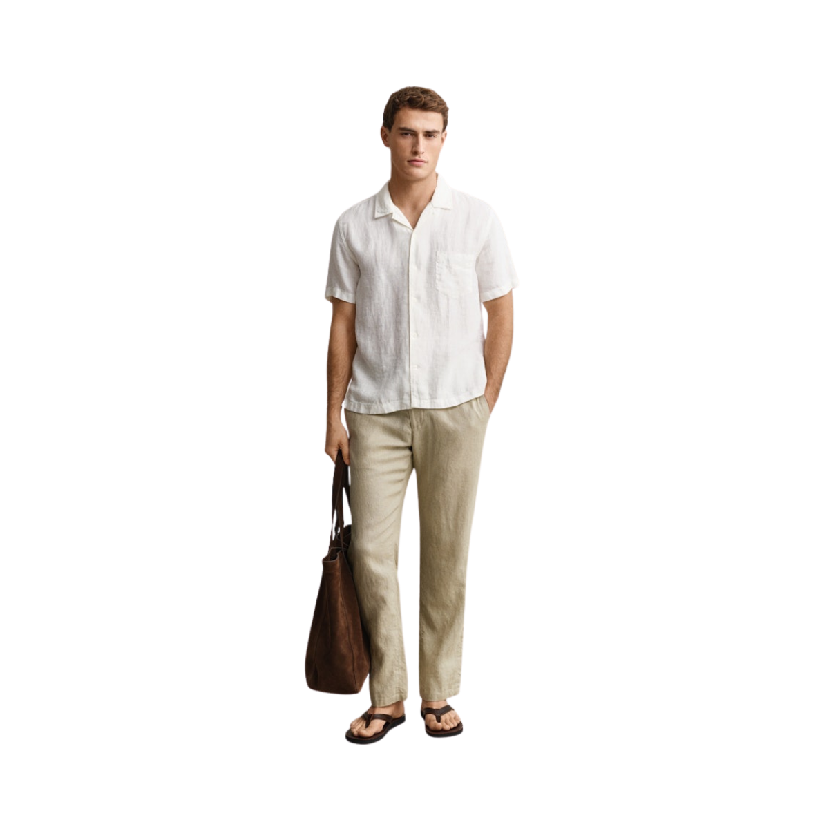 Gmnt Dyed Linen Camp Shirt - White