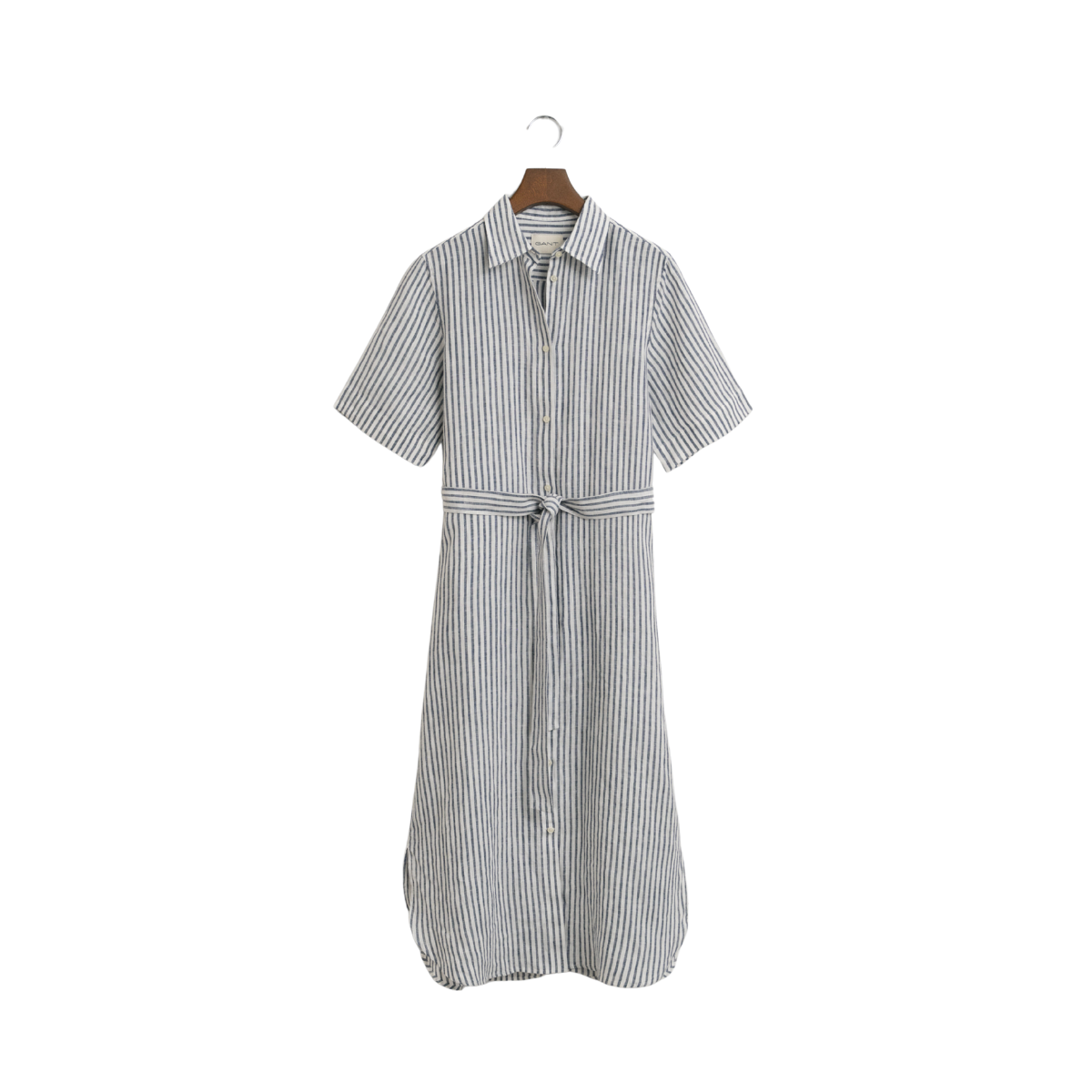 REG LINEN STRIPED SHIRT DRESS - Evening Blue