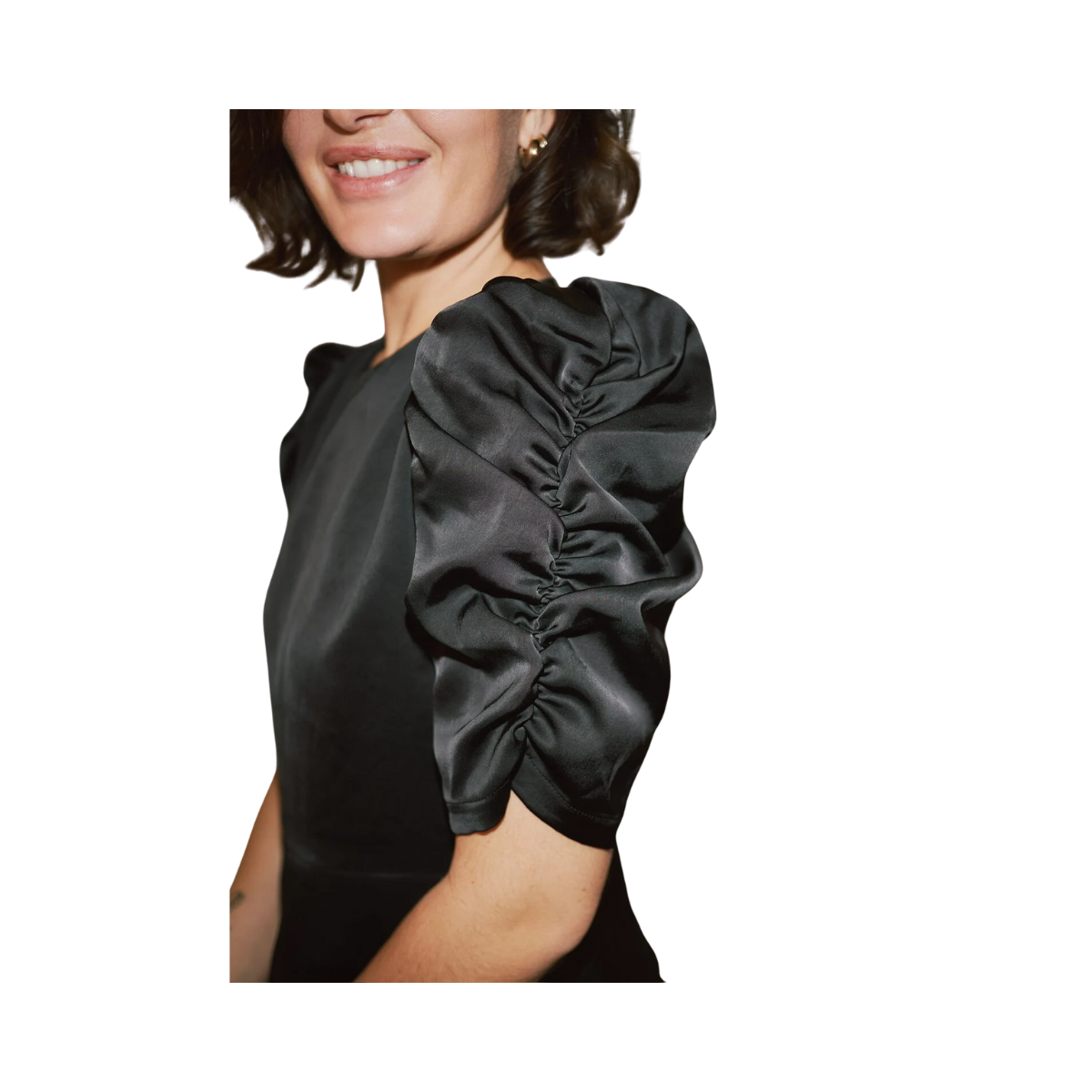 Benua Heavy Sateen Blouse - Black