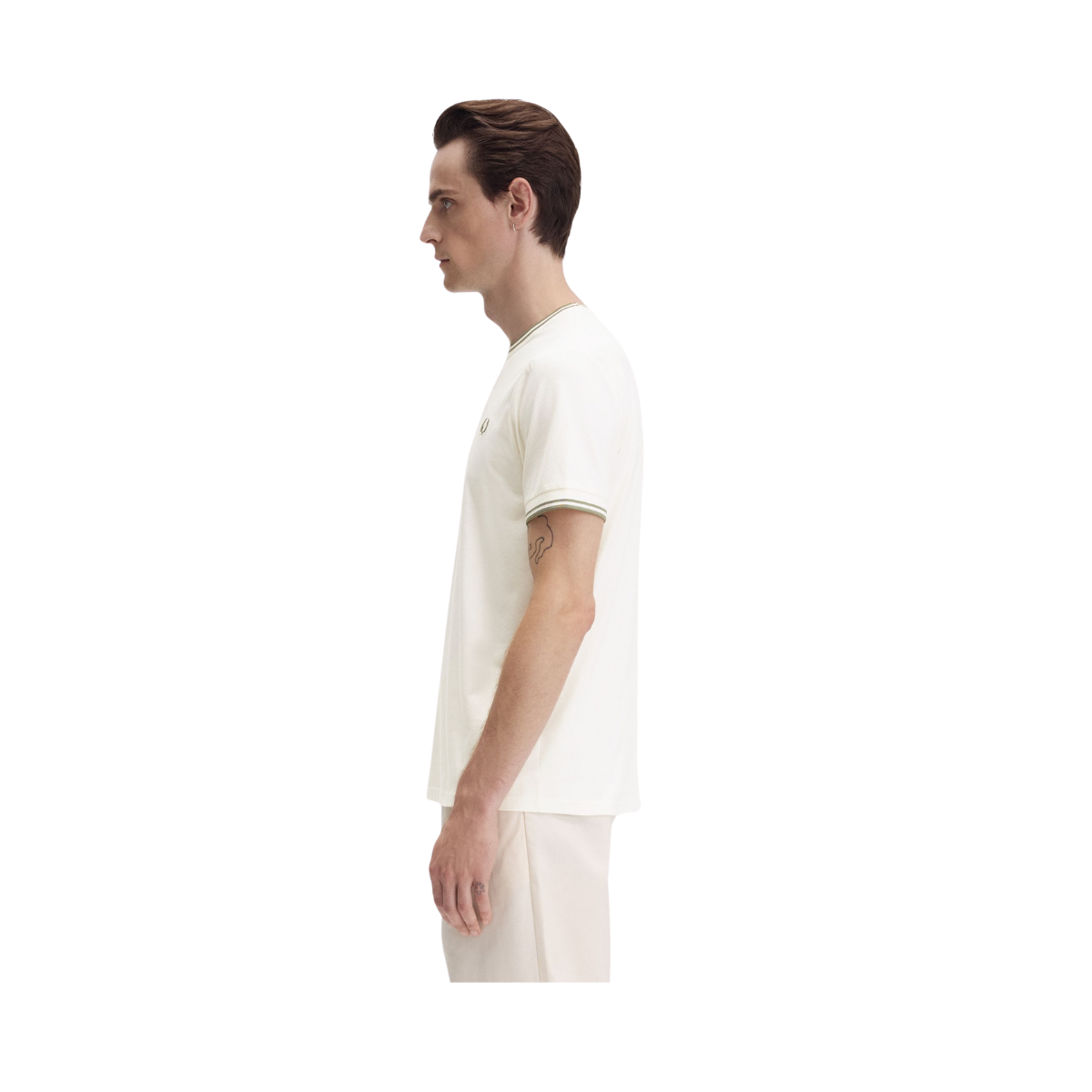 Twin Tipped T-Shirt - Light Ecru/Olive Mint