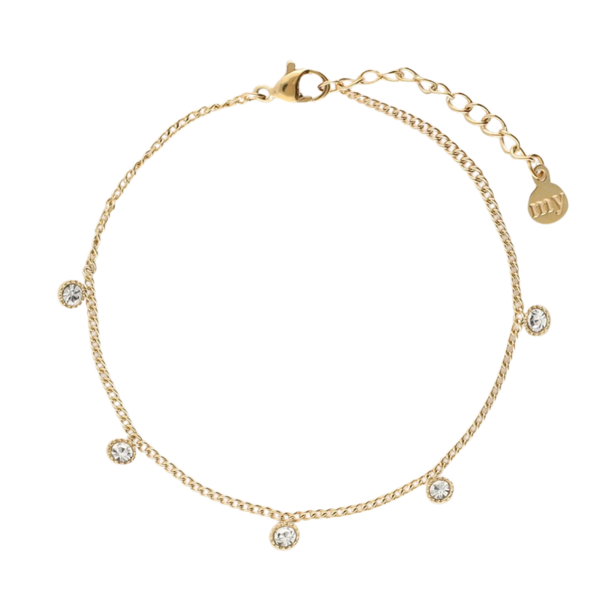Armbandje vijfstrass steentjes - 1200 Gold